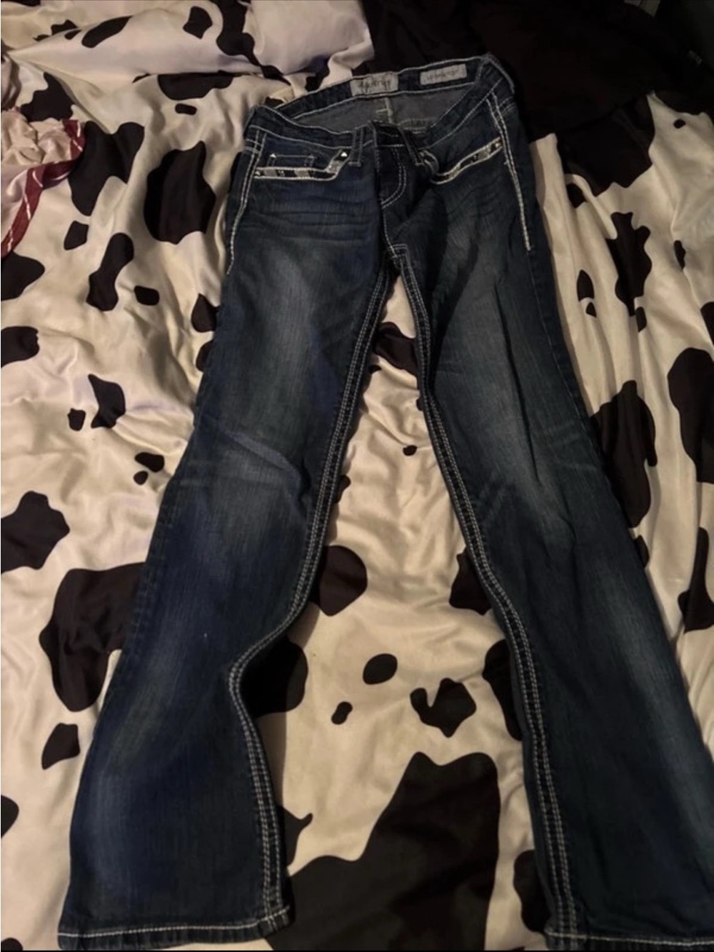 Daytrip Dark Blue Bootcut Jeans with Contrast Stitching